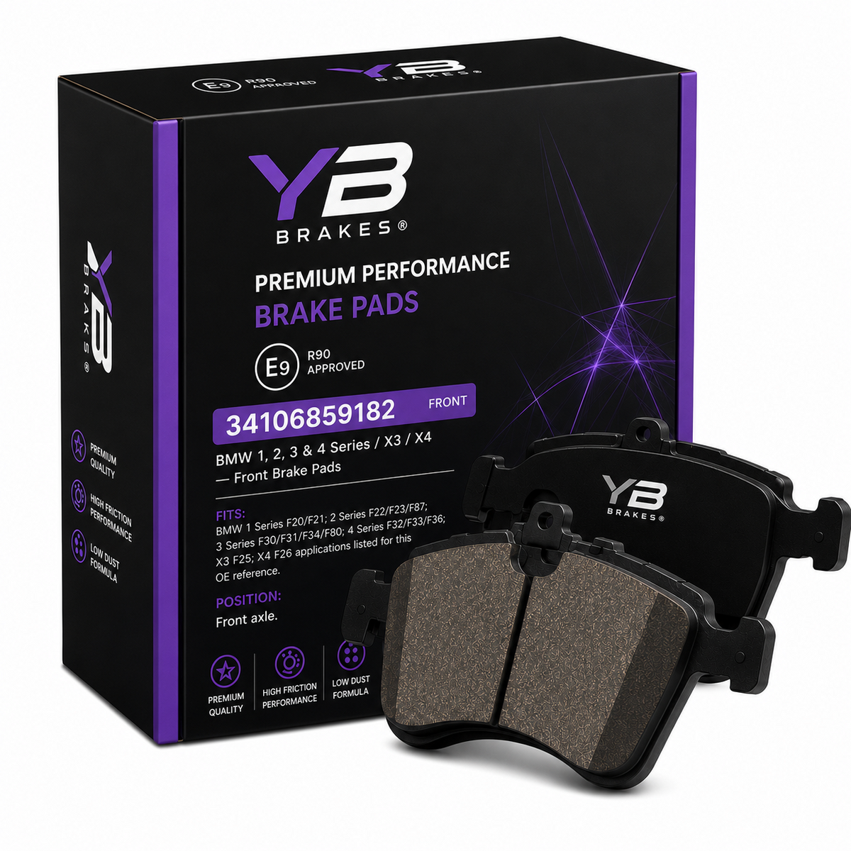 YB Brakes BMW brake pads OE 34106859182 front