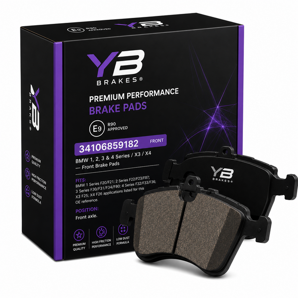 YB BMW Brake Pads – 1 Series F20/F21 • 2 Series F22/F23 • 3 Series F30/F31/F34 • 4 Series F32/F33/F36 • X3 F25 • X4 F26 • Front
